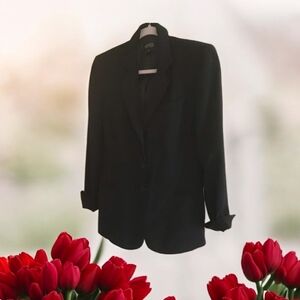Kasper Blazer petites Black  lined 8P💕great shape button front versatile